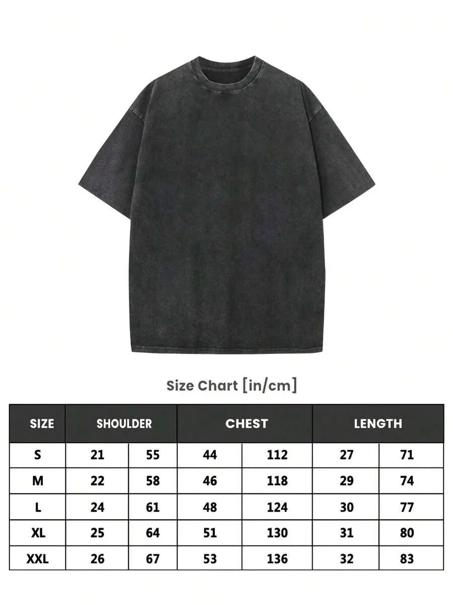 Black oversized cotton tee with size chart, HUSTLE801 That Girl T-Shirt.