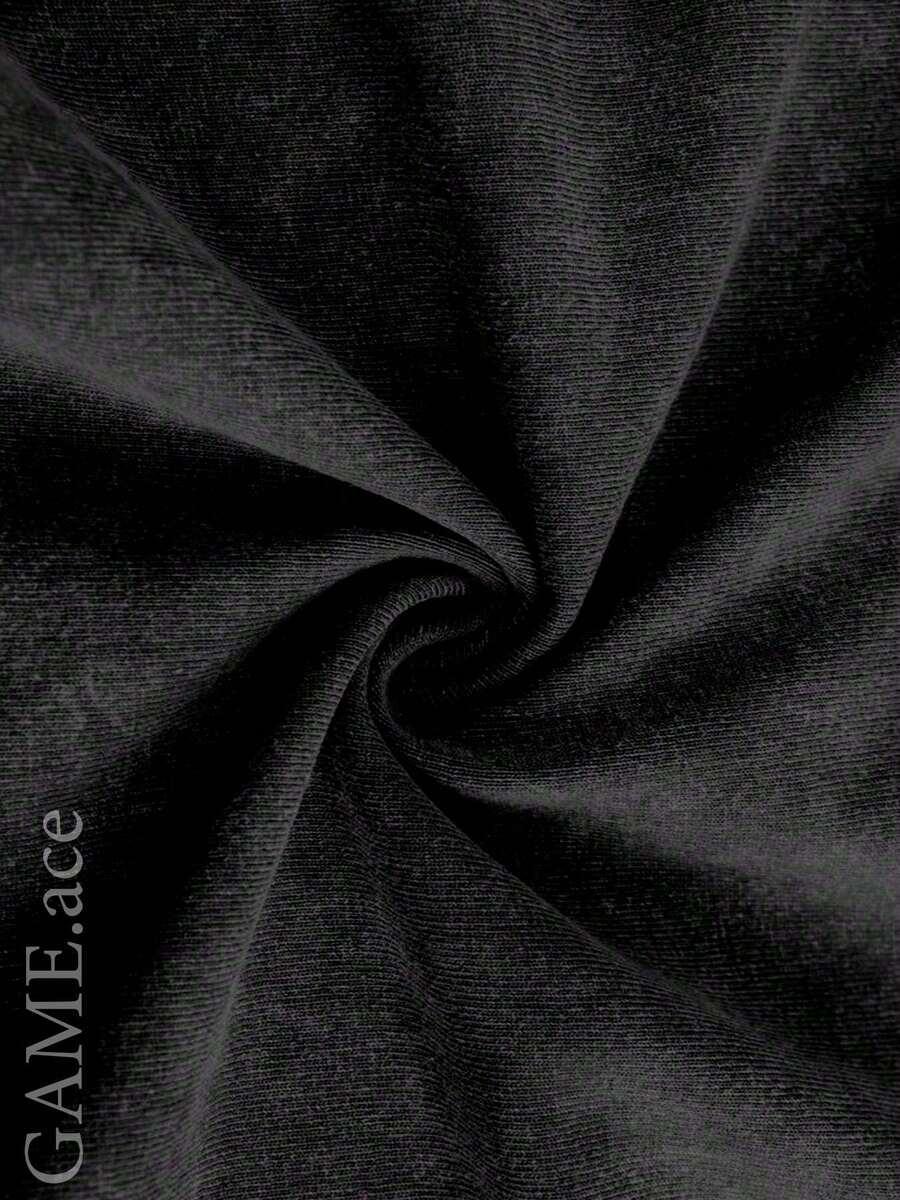 HUSTLE801 black cotton fabric swatch for That Girl beanie, soft ribbed material close-up