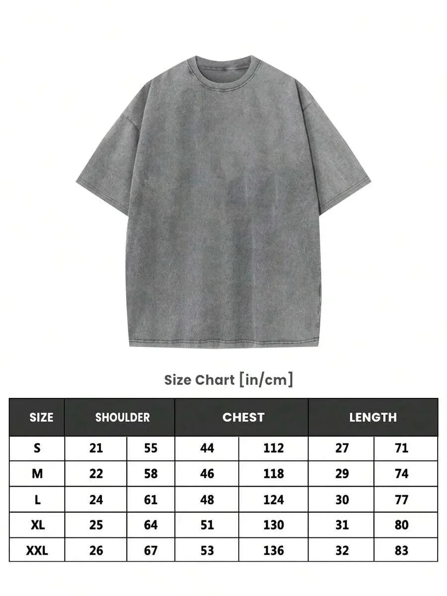 Oversized gray cotton t-shirt with size chart, HUSTLE801 Bagger Tee collection