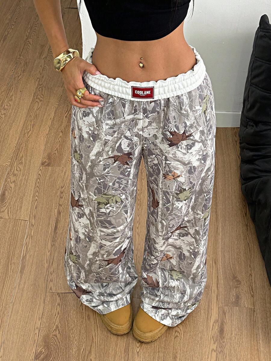 COOLANE camo baggy pants in grey cotton with elastic waistband, streetwear style, HUSTLE801
