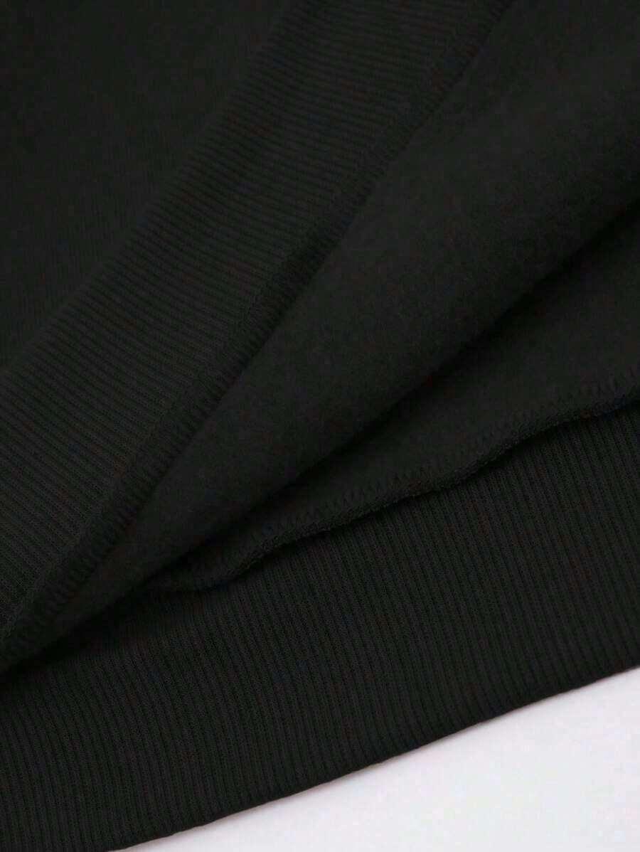 Black cotton ribbed sweatshirt hem, HUSTLE801 That Girl collection detail