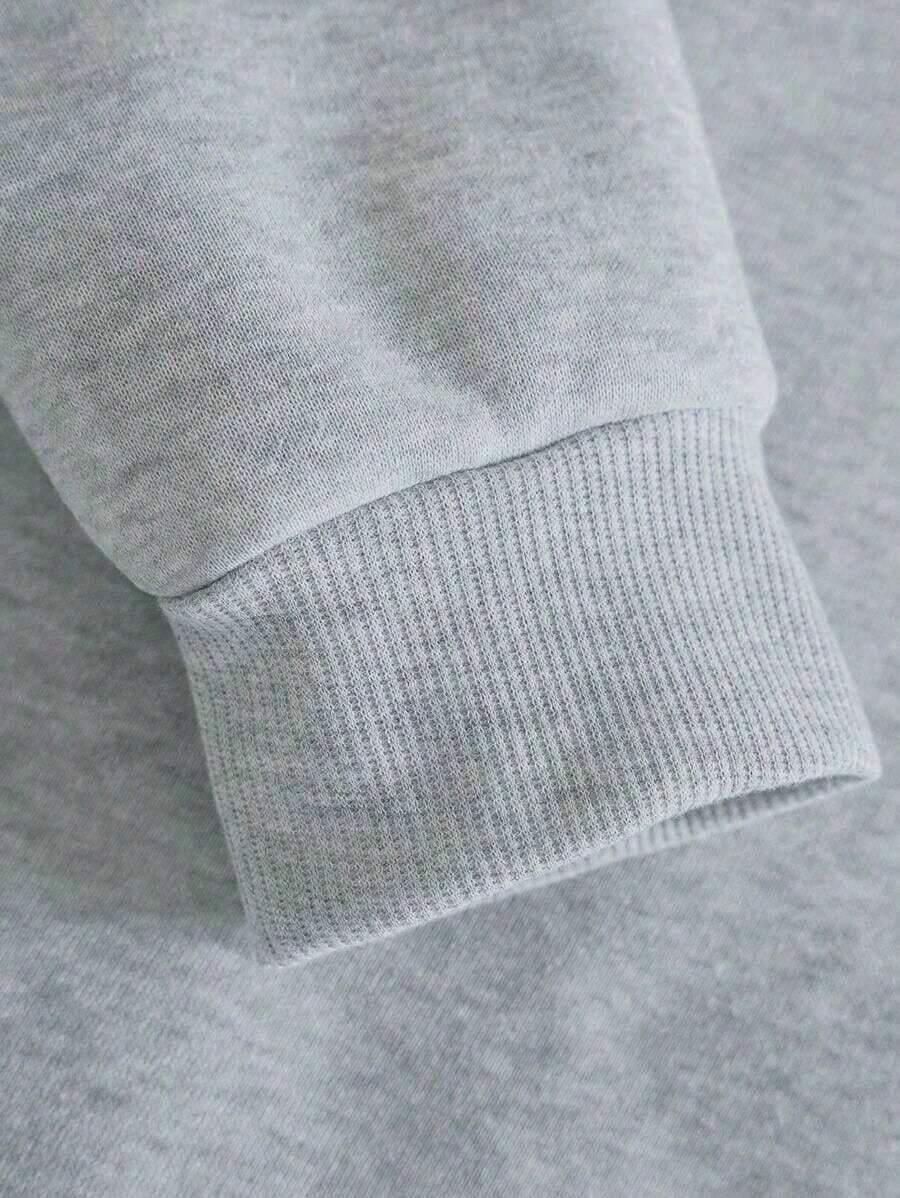 HUSTLE801 That Girl grey cotton sweatshirt sleeve, soft ribbed cuff detail