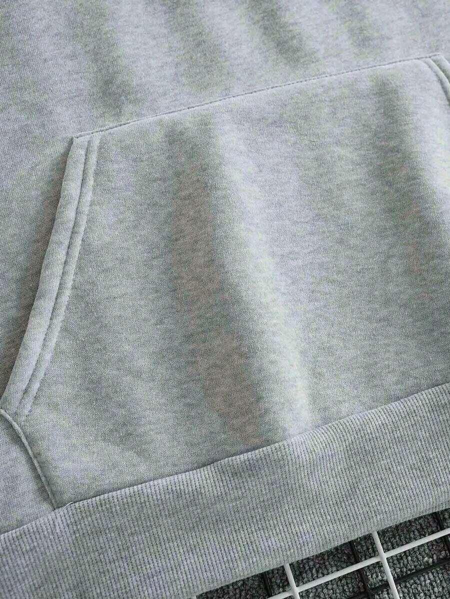 Light grey cotton hoodie front pocket, ribbed hem, HUSTLE801 That Girl collection