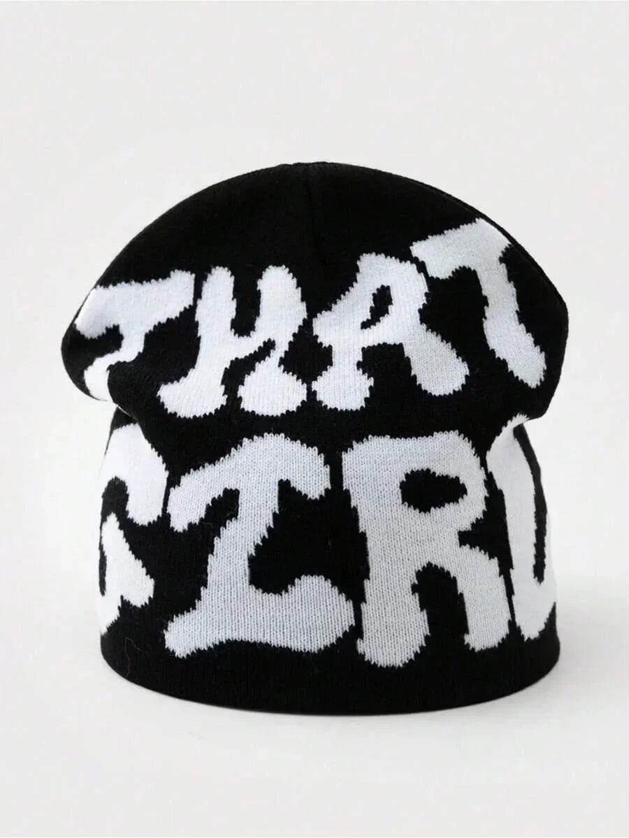 Black cotton THAT GIRL beanie with bold white lettering from HUSTLE801.
