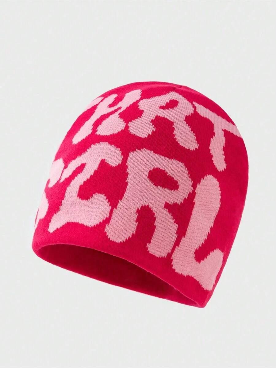 Bright pink cotton THAT GIRL beanie with bold light pink lettering from HUSTLE801