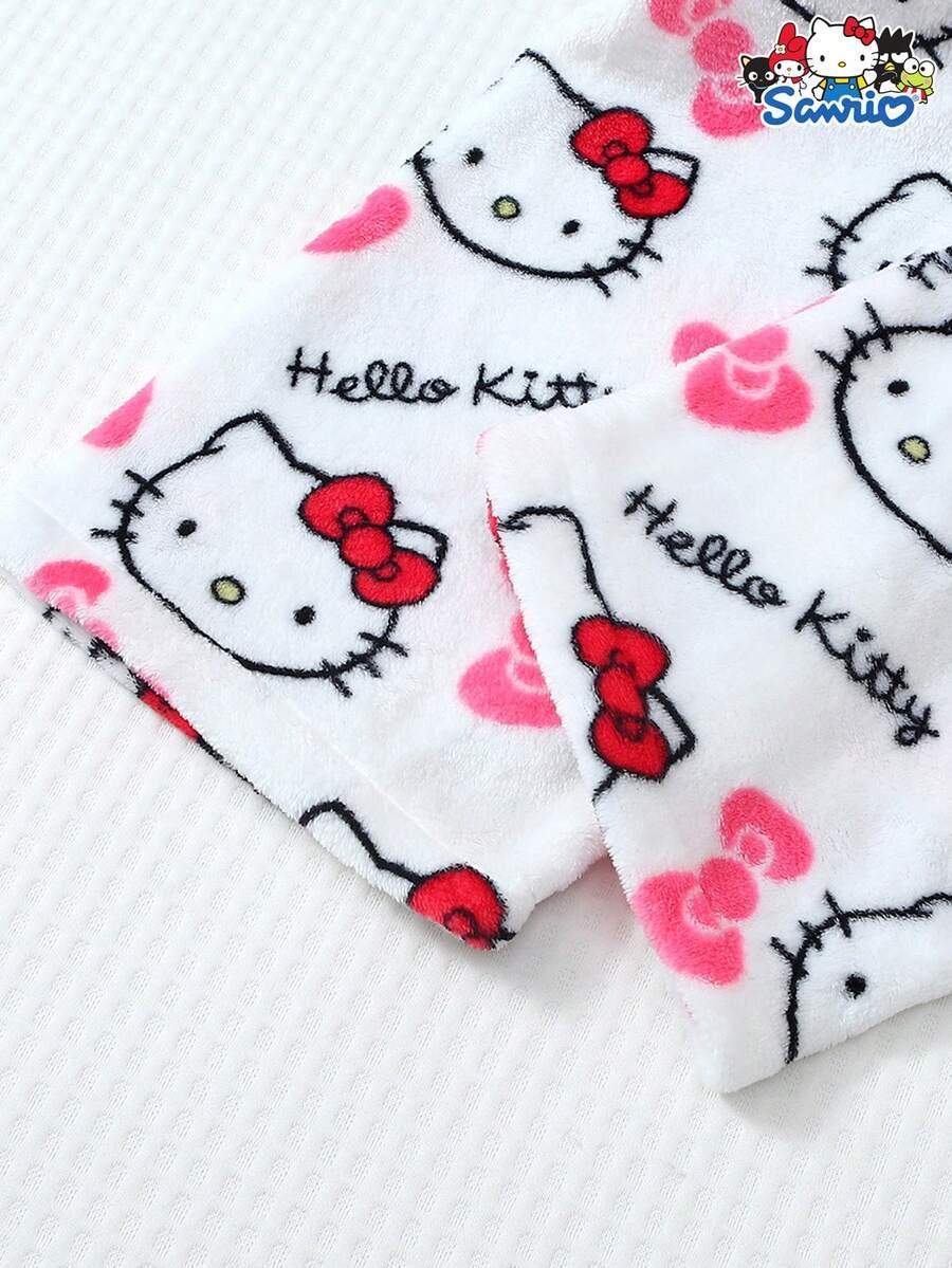 Hello Kitty pajama set in white plush cotton with red and pink accents by HUSTLE801