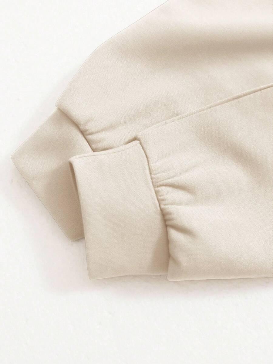 Beige cotton sweatshirt cuff, minimal style, ultra-soft fabric, HUSTLE801 cozy essentials