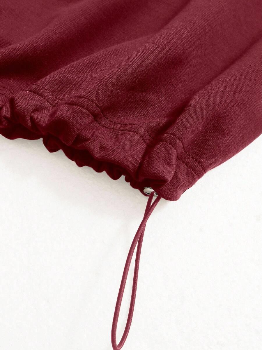 Burgundy cotton jogger hem with adjustable drawstring, HUSTLE801 That Girl Sweatpants