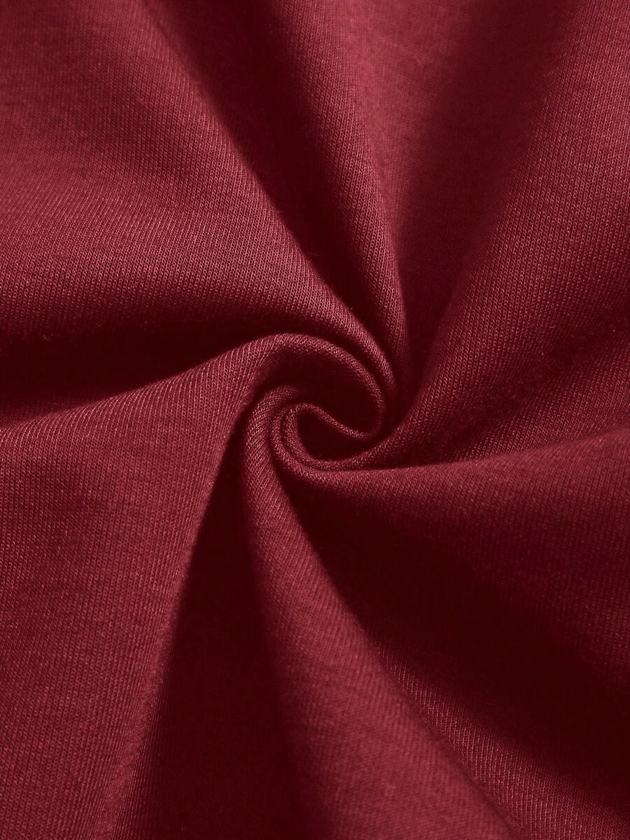 Burgundy cotton fabric closeup detail, HUSTLE801 That Girl beanie material