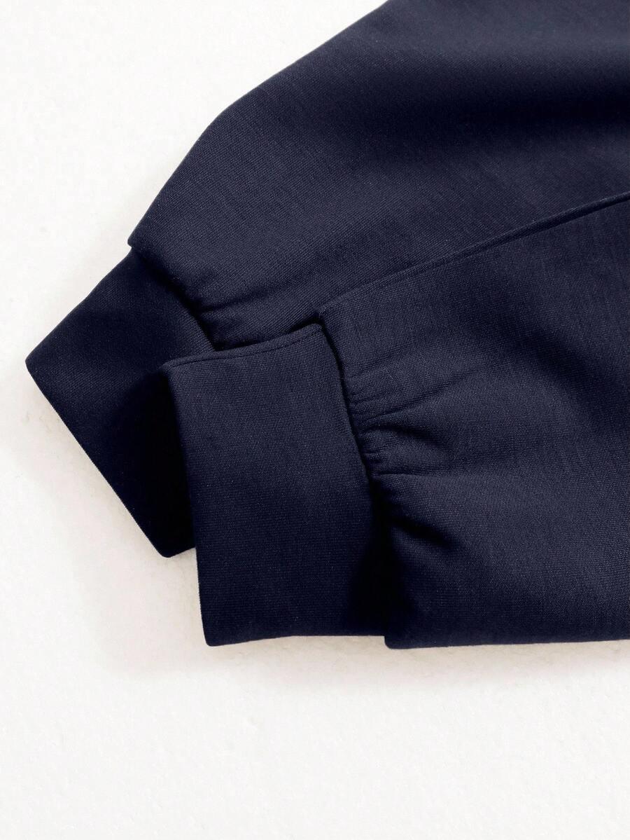 navy blue cotton sweatshirt sleeve, ribbed cuff, HUSTLE801, That Girl collection