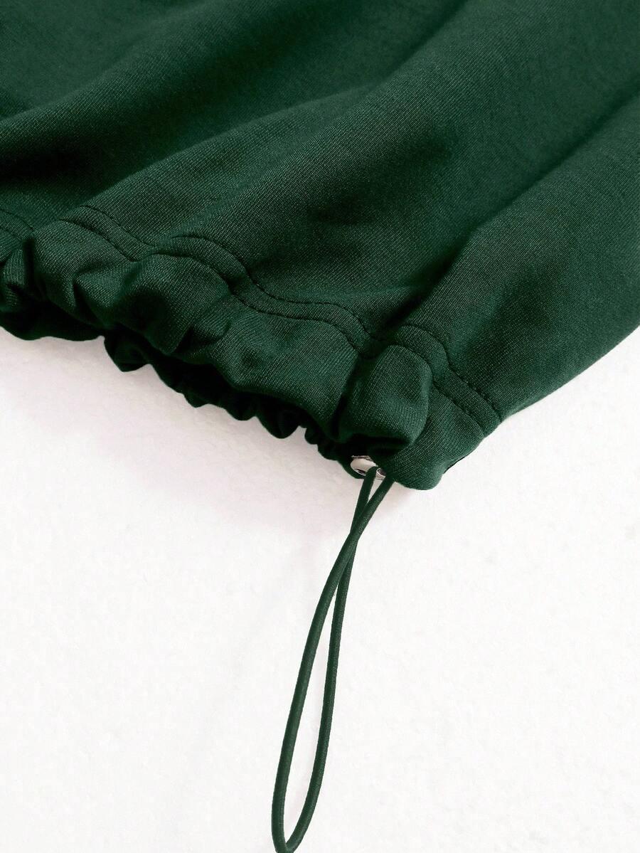 Dark green cotton jogger pant hem with elastic drawstring by HUSTLE801