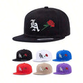 LA Rose Snapback cotton hats in black, white, red, beige, blue, purple by HUSTLE801